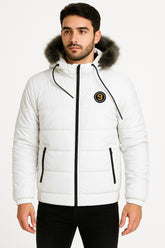Men’s White Fur Hood Puffer Jacket